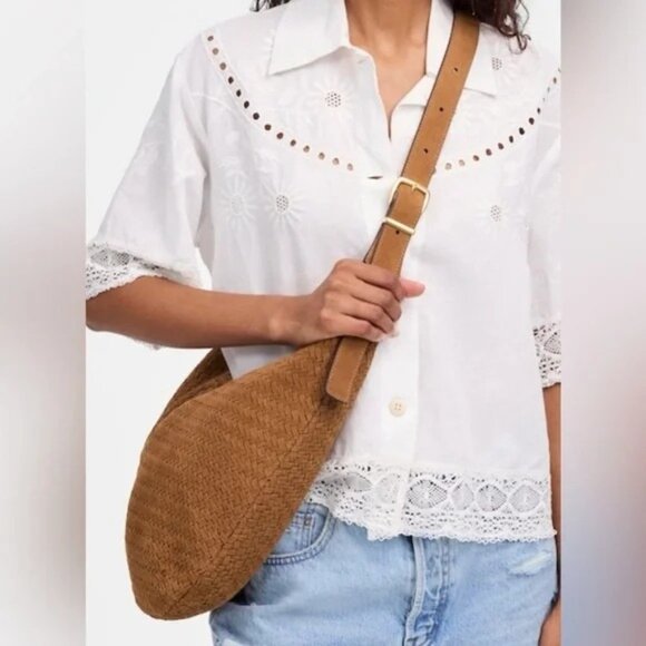 🆕MADEWELL Essentials Curve Suede Woven Shoulder Bag Brown - Picture 2 of 14